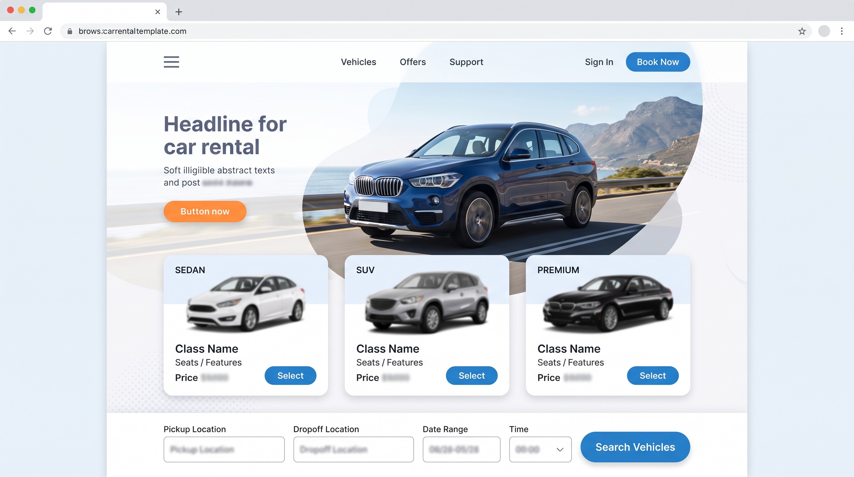 Preview of a Yerevan car rental website